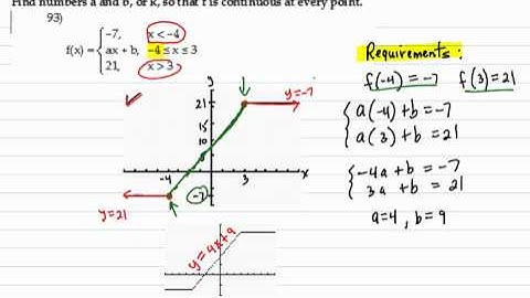 Find constants so that a piecewise defined function is continuous