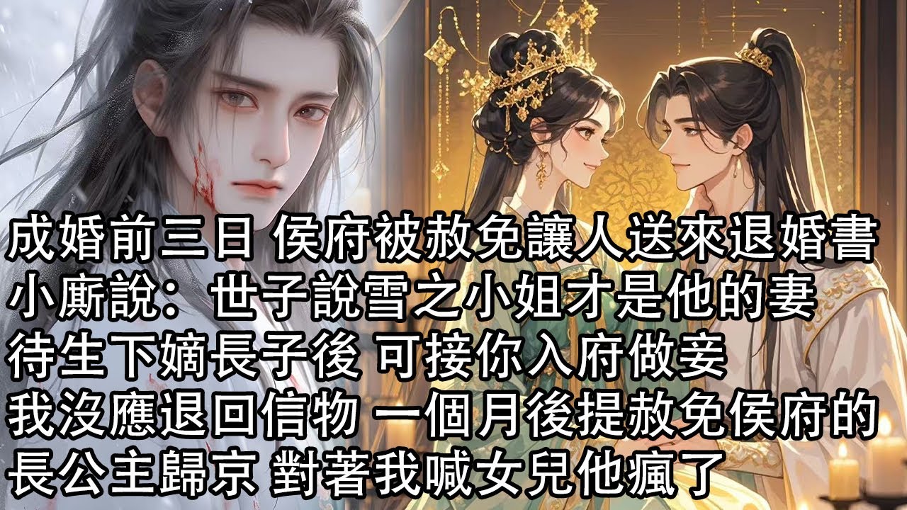 【一口氣看完】成婚前三日 侯府被赦免讓人送來退婚書，小廝說：世子說雪之小姐才是他的妻，待生下嫡長子後 可接你入府做妾，我沒應退回信物 一個月後提赦免侯府的，長公主歸京 對著我喊女兒他瘋了