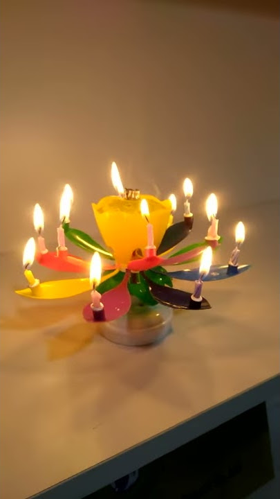 Rotating Double-layer Colorful Flower Petals Singing Candles