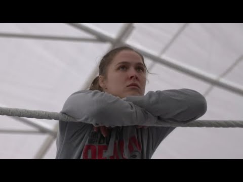 Ronda Rousey trains in a ring outside her home in California