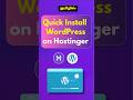 How to Install Wordpress on Hostinger 🔥| 1 Minutes