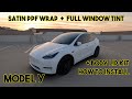 MODEL Y WRAPPED with Satin PPF + Full Tint + Body Kit Install - Tesla