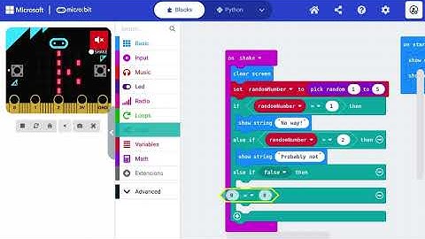 Magic 8 Ball - Block MakeCode MicroBit