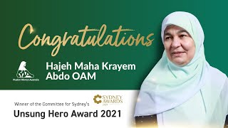 Committee of Sydney's Unsung Hero Award 2021: Hajeh Maha Krayem Abdo OAM