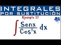 Integración por sustitución | Ejemplo 17 | Seno sobre coseno al cubo