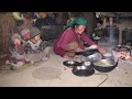 They cook food by using traditional technology and serve to their family