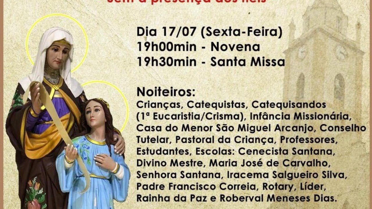 1º Noite do Novenario em Honra a Senhora Sant'Ana YouTube