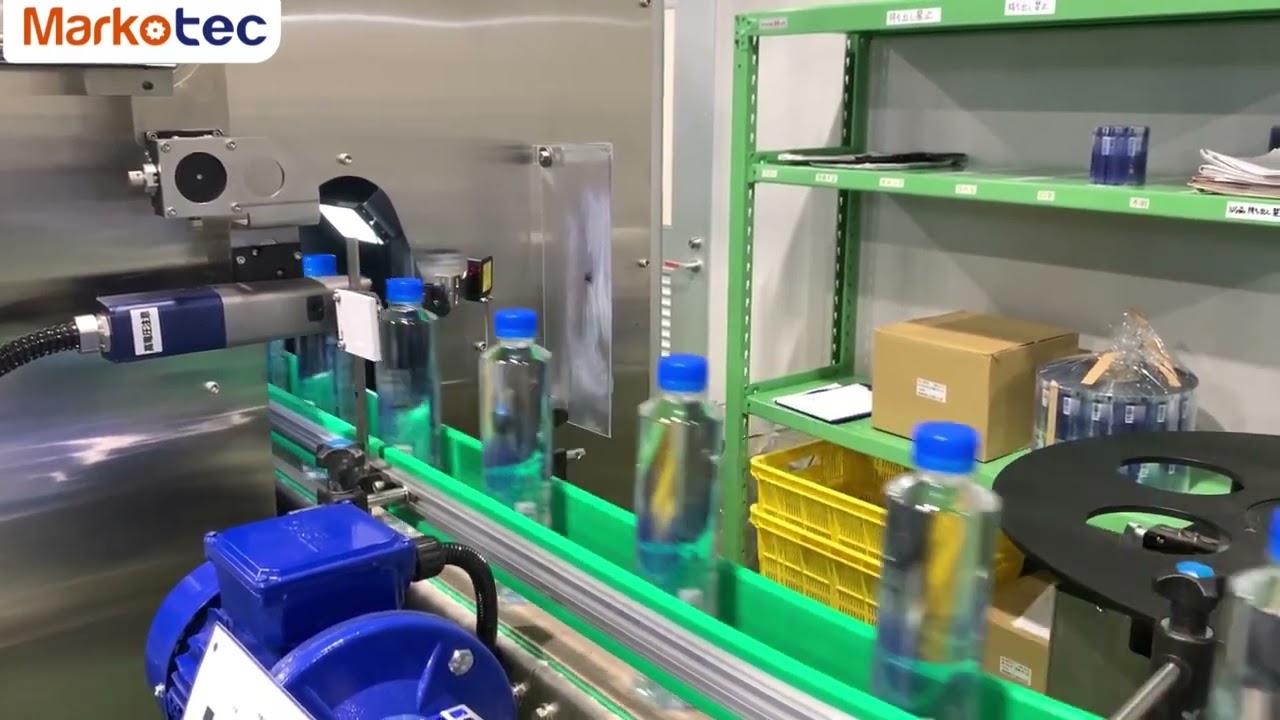 高速丸瓶ホットメルト接着剤ラベル貼り機｜毎分最大400～600本｜Markotec