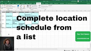 Information Complete location schedule from a list in Excel Update