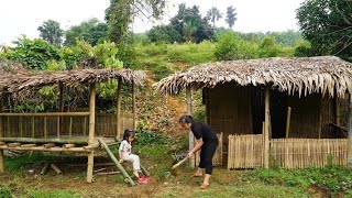 Single Mother Lives Alone in the Forest With Her Daughter — Building a Dream Bamboo House.