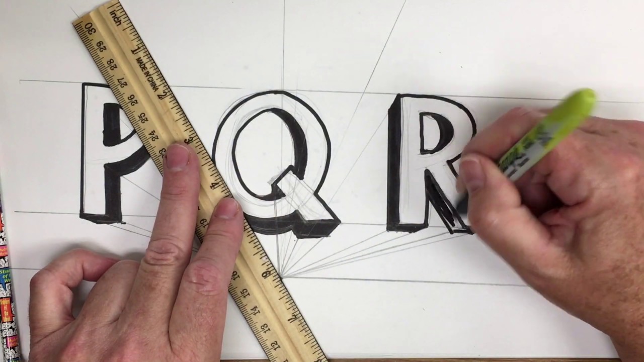 Letters P Q R In One Point Perspective - YouTube