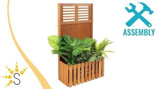 Sunnydaze Outdoor Wooden Garden Planter Box with Privacy Screen-LAM-676