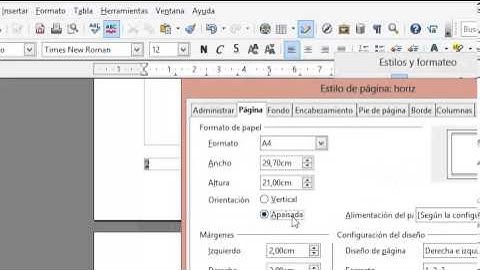 página horizontal entre verticales en writer