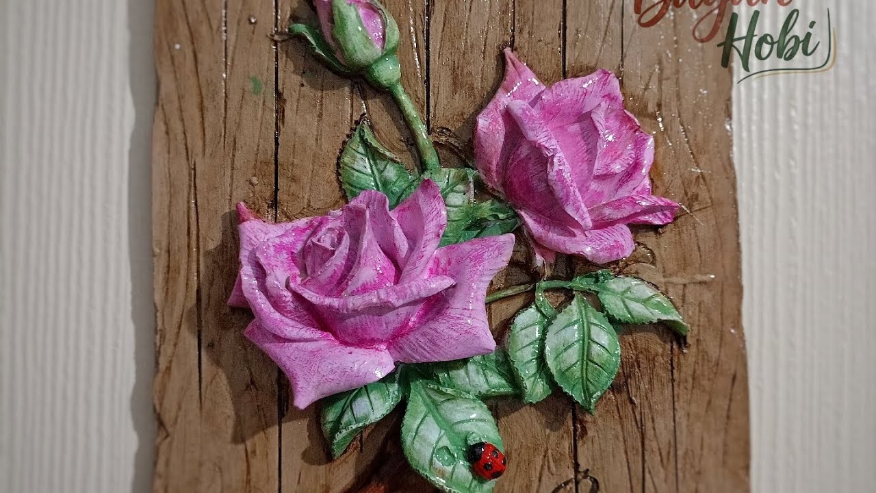 3D güllü dekoratif duvar süsü boyama, polyester boyama