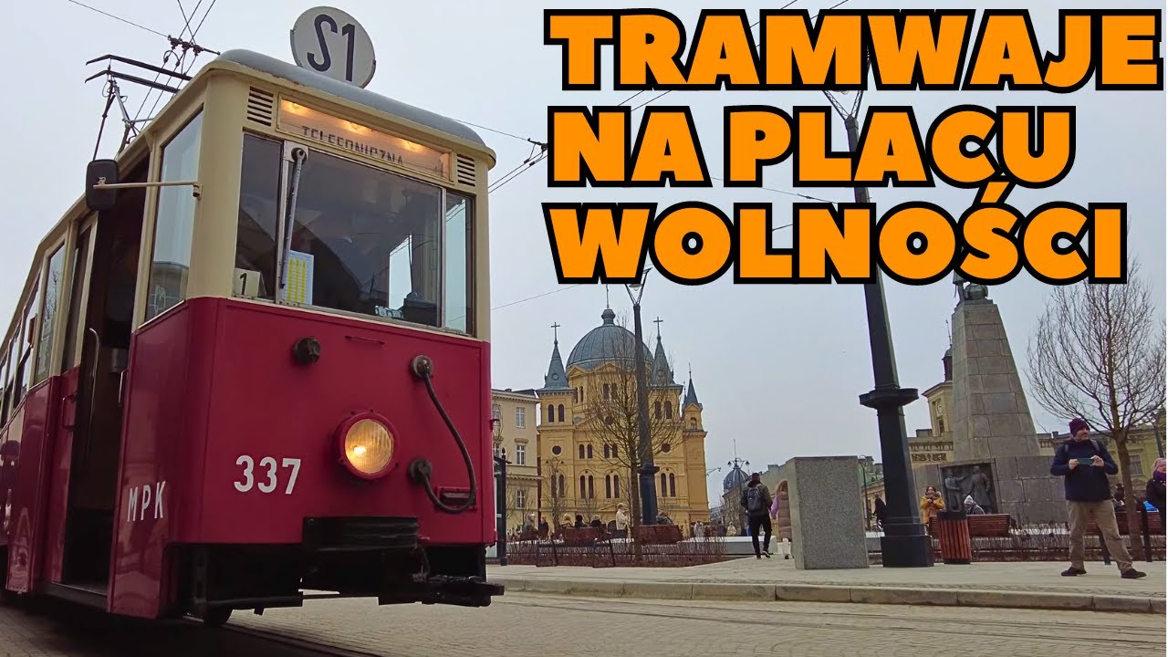 Pierwszy dzień tramwajów na Placu Wolności w Łodzi po remoncie