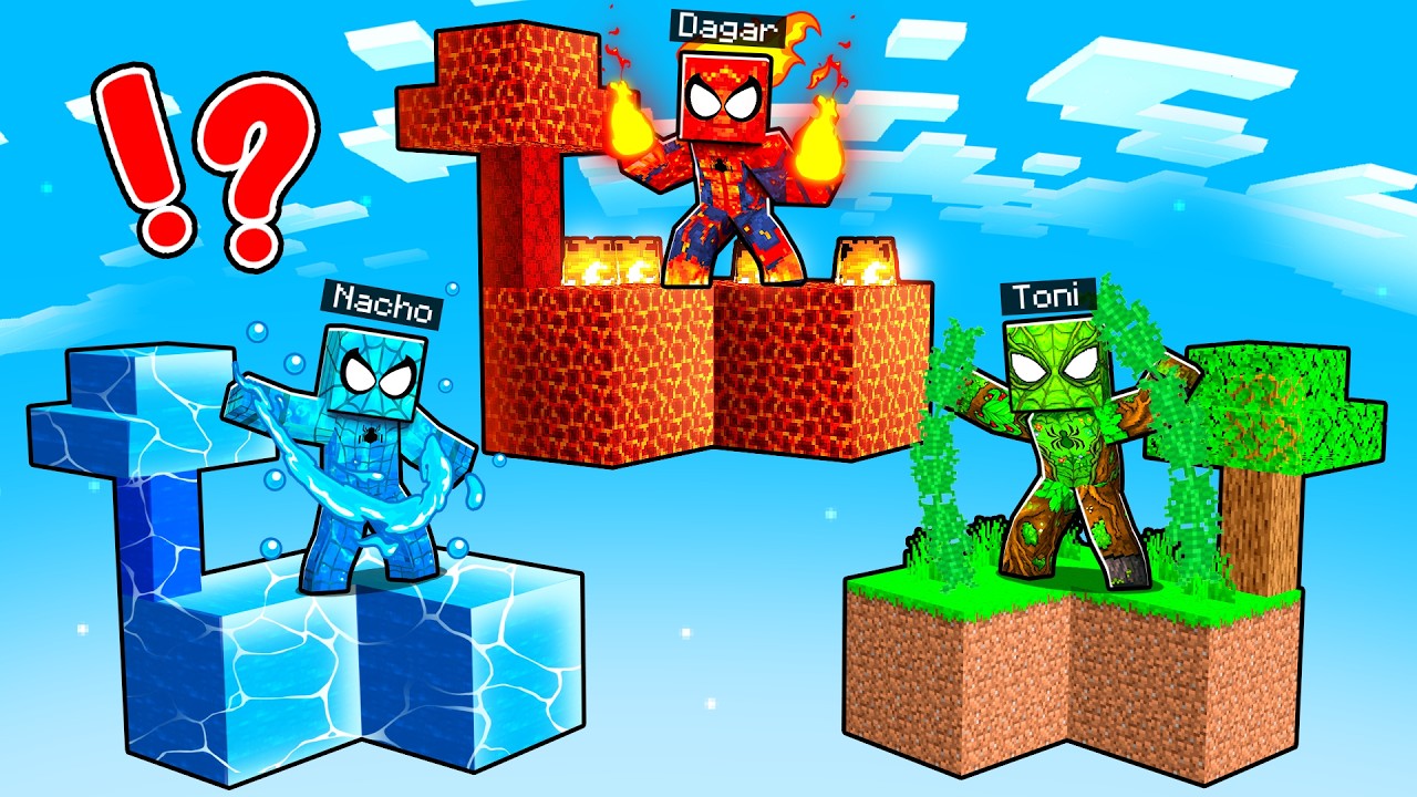 Nos Convertimos en SPIDERMAN ELEMENTALES en Un CHUNK en Minecraft!