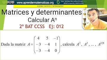 Operar con matrices. Matriz n-ésima. CCSS2 12. José Jaime Mas