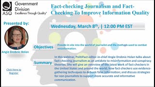 Fact checking Journalism and Fact Checking To Improve Information Quality