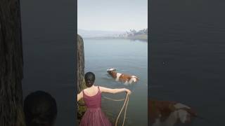 INSANE RDR2 Gameplay! Brave Girl Saves Drowning Cow From River Escape #shorts #gaming