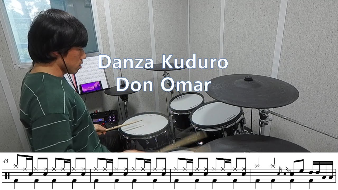 Danza Kuduro - Don Omar con partitura de batería (drum)