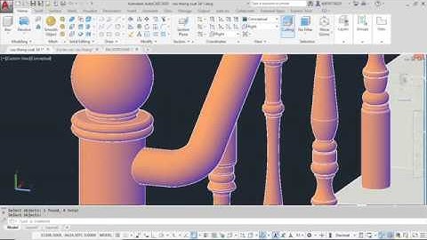 Thực hành vẽ AutoCAD 3D | Vẽ lan can - tay vịnh cầu thang trong AutoCAD