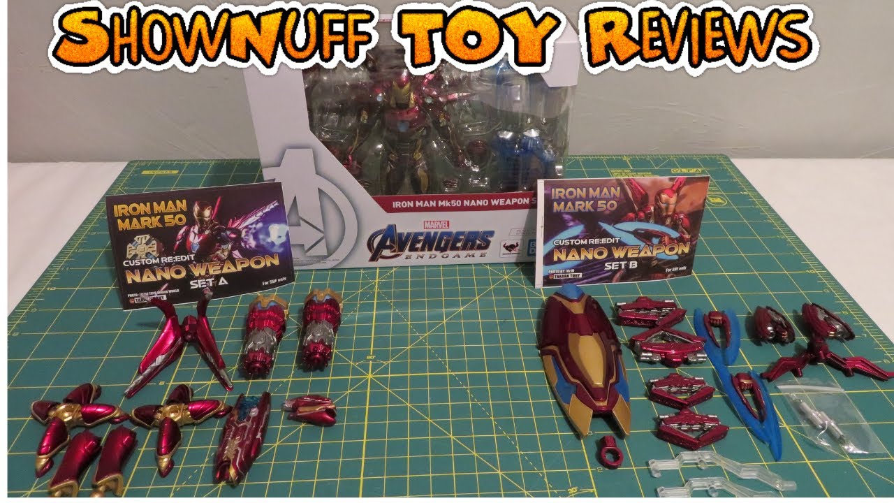 SH Figuarts Avengers Endgame Iron Man MK50 Nano Weapon Set 2 & Takara ...