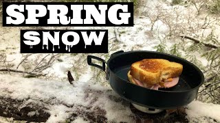 Deep Forest Hike in Spring Snow | Lunch on a Trangia Alcohol Stove