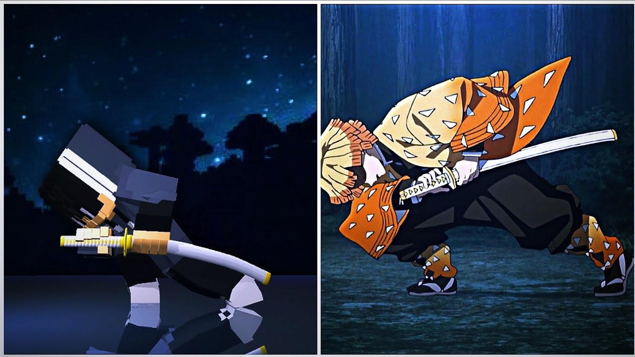 Demon Slayer × Minecraft Zenitsu Pose NORMY PLAYZ🗡️! minecraft demonslayer prisma3d YouTube