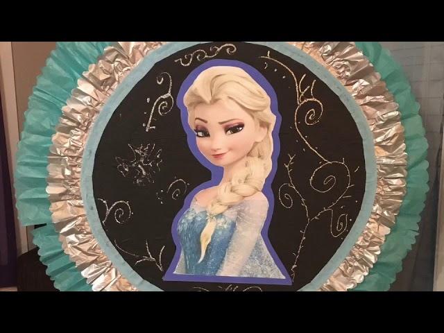 DECORACIÓN de piñata de tambor, tema: Elsa de Frozen ~ Quédate en casa y  aprende con Emily :3 ~ 