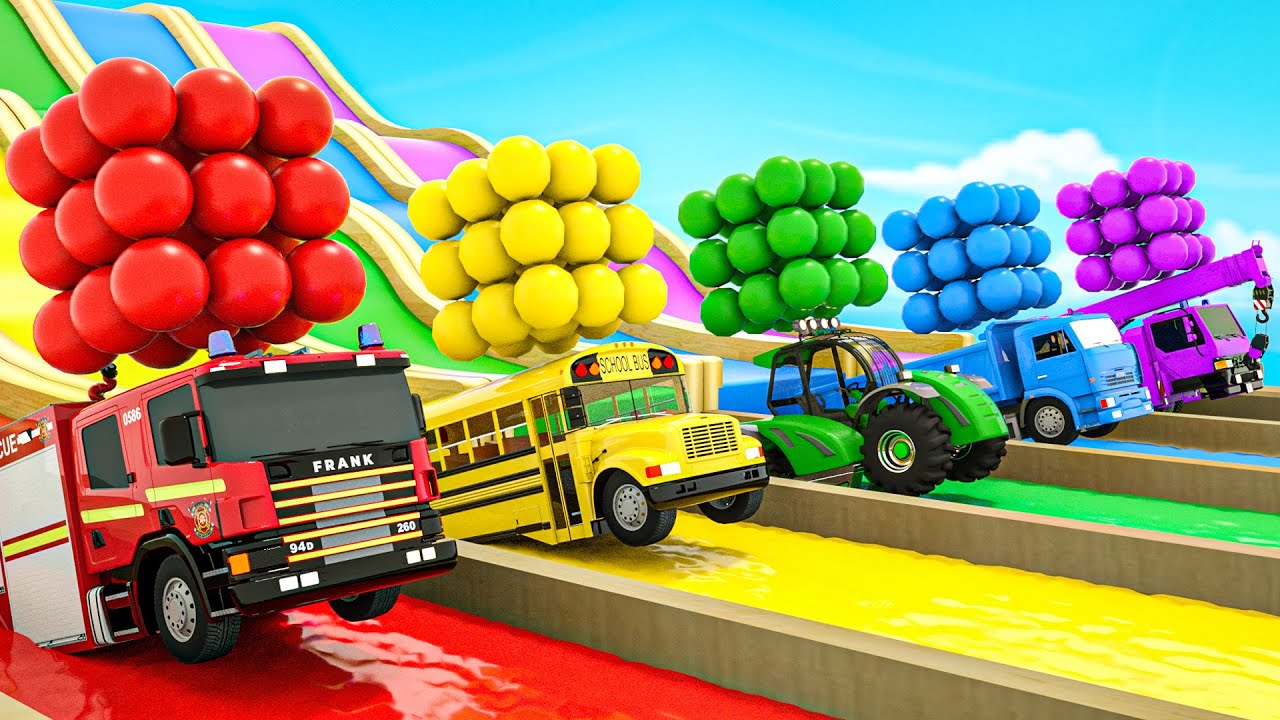 Wheels On the Bus song - colored balls to paint the school bus - Baby Nursery Rhymes & Kids Songs