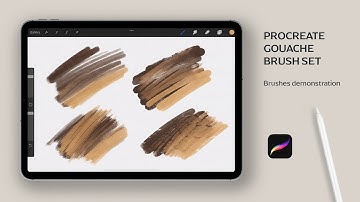 Procreate Gouache brush set. Video demonstration.