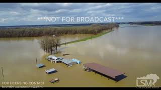 3-10-2018 Vicksburg, Ms drone video of Ms River reaching major flood stage, flooded homes, roads