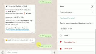 Whats App pnr Check and live running Status of train in 10 Seconds screenshot 4