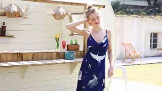 Women's 100% Pure Mulberry Silk Nightgowns Birds Pattern - PandaSilk.com