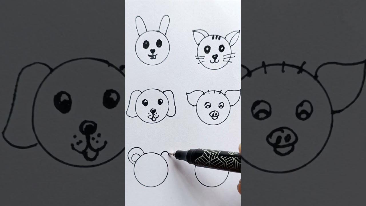 Animal faces with circle 