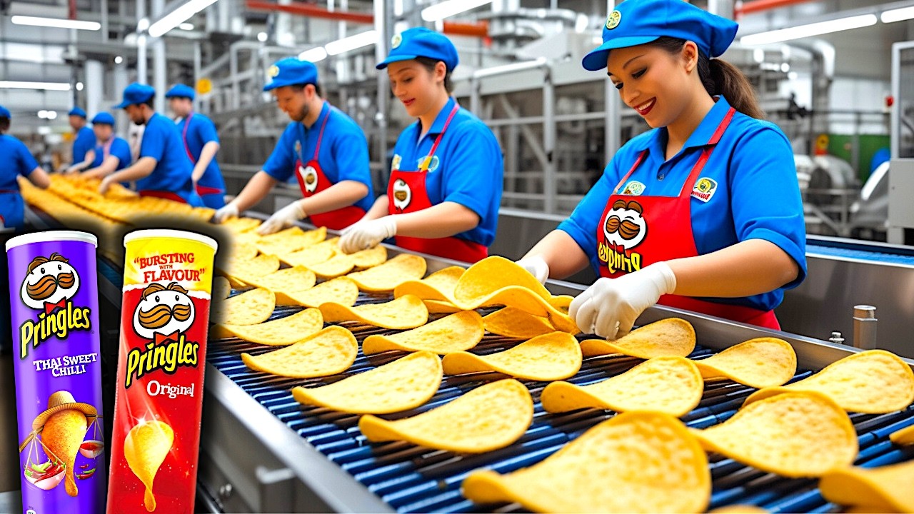 كيف يُصنع البرنغلز داخل المصانع - طريقة إنتاج البرينجلز Pringles