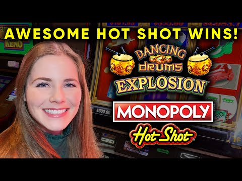 Great Hotshot Progressive Wins! Monopoly Hotshot Slot Machine! Bonus!