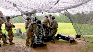 Soldiers Fire M777 Howitzer Low With Excalibur
