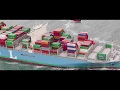 MOL TRIUMPH Cargo operation in Rotterdam RWG ロッテルダム港で荷役中の20,000TEU型コンテナ船 MOL トライアンフ