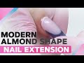 Modern Almond Shape Polygel Nail Extension | Glitter Aquarium Nail Design