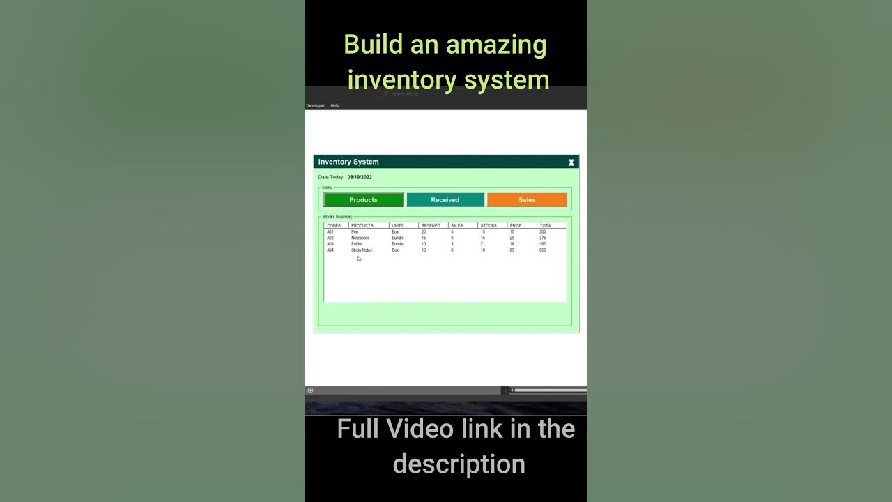 Inventory System using Excel VBA #shorts - YouTube