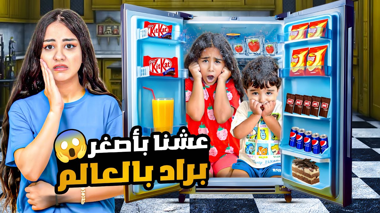 اخر واحد يطلع من البراد يفوز عشنا بأصغر براد بالعالم ميلا وادم اتجمدوا من البرد😱