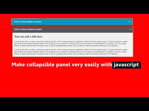 how to make a collapsible panel with javascript html and css | code and web | javascript tutorial