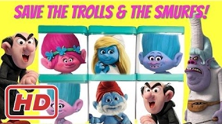 Save the TROLLS and SMURFS GAME! Toy Surprise Boxes and Disk Drop Game
