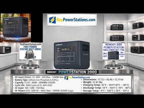 Sale Ends Soon RENOGY 2000 Portable Power Station RV & Van Travel, Cabin & Home Solar Backup Power