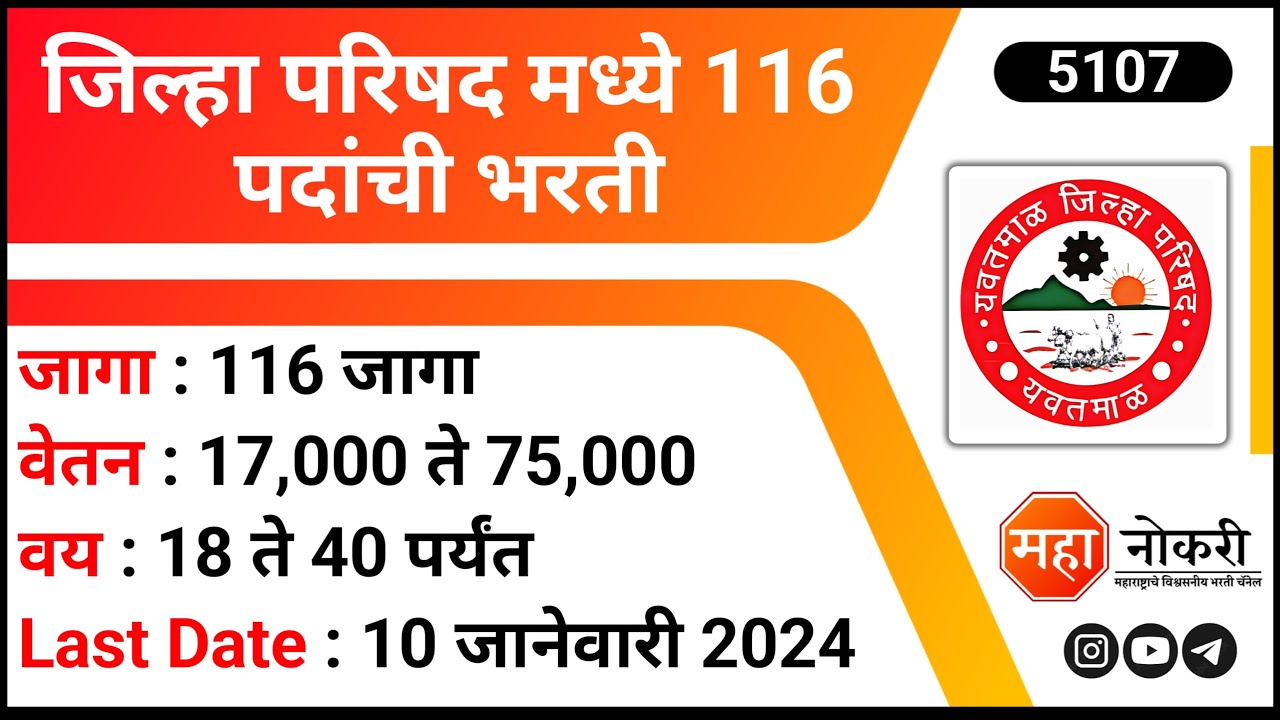 जिल्हा परिषद मध्ये 116 पदांची भरती ZP Recruitment 2023 Program