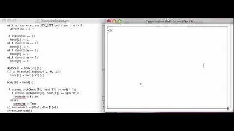 Python Curses Snake Tutorial 3: Food and Growth