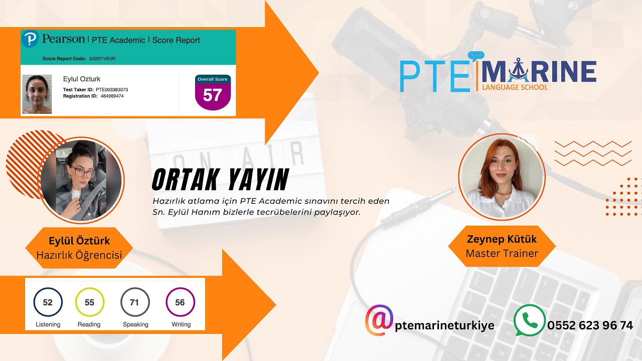 Mersin Üniversitesi öğrencimizden PTE  57 Skoru !