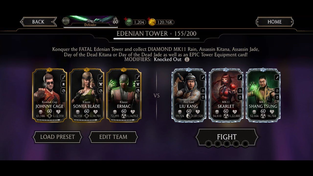 Mk Mobile. Fatal Edenian Tower Battle 155-159 gameplay,,,