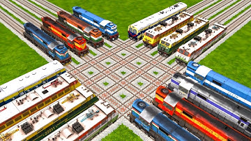 All Trains Crossing On Bumpy Railroad Tracks | Coupling Train Accident | train simulator 2025